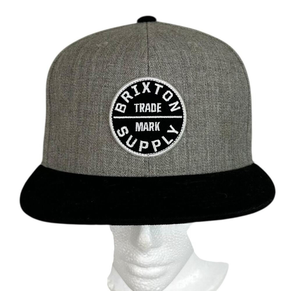 Brixton Gray and Black Snapback Adjustable Wool Hat Baseball Cap